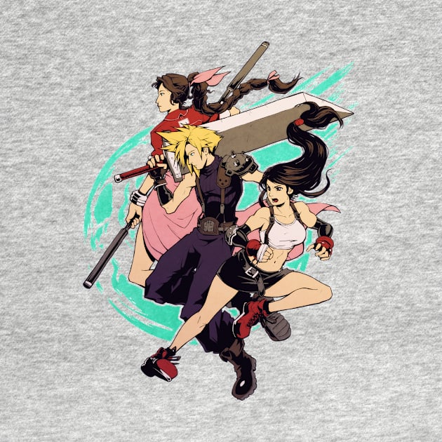 Tifa, Cloud and Aerith by H0lyhandgrenade